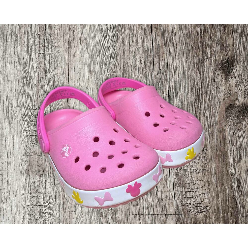 Crocs kids Minnie Mouse pink flashing soles size 7